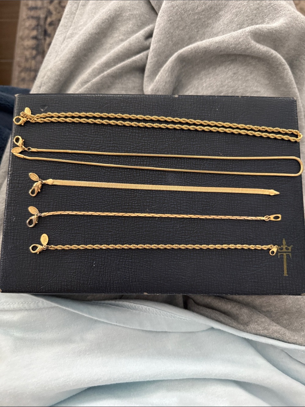 5 pieces Gold Plated Women’s Layered Necklace Set - Polished Gold Finish